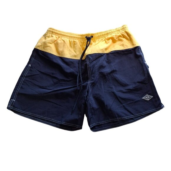 Newport Mens Swim Trunks  XL Navy Yellow Colorblock Beach - Picture 1 of 9